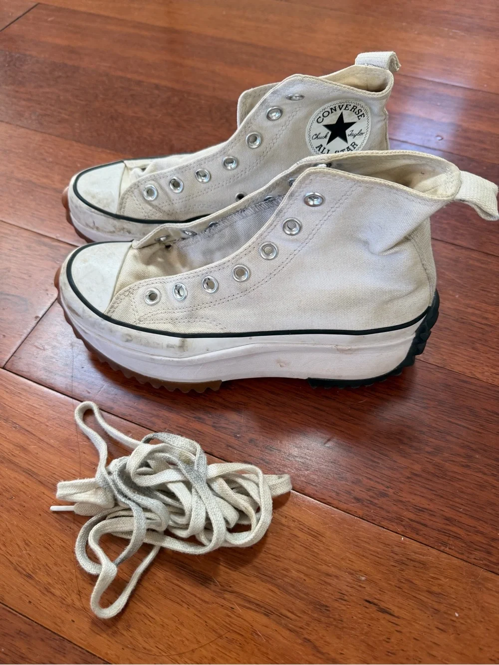 Converse Run Star Hike Canvas High Top - White with Brown & Black Outsole - Picture 3 of 7